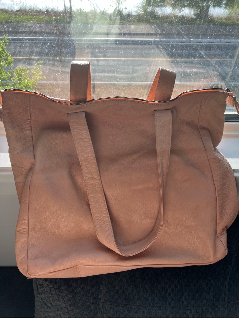 Leather Tote Bag in Blush Pink